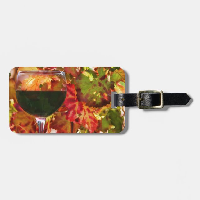 Red Wine and Vineyard Luggage Tag (Front Horizontal)