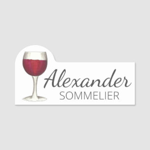 Red Wine Bar Glass Winery Vineyard Sommelier Name Tag
