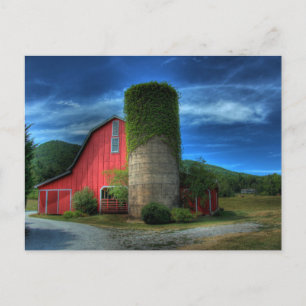 Red Wine Barn Under Stormy Skies Postcard