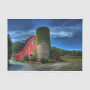 Red Wine Barn Under Stormy Skies Tissue Paper