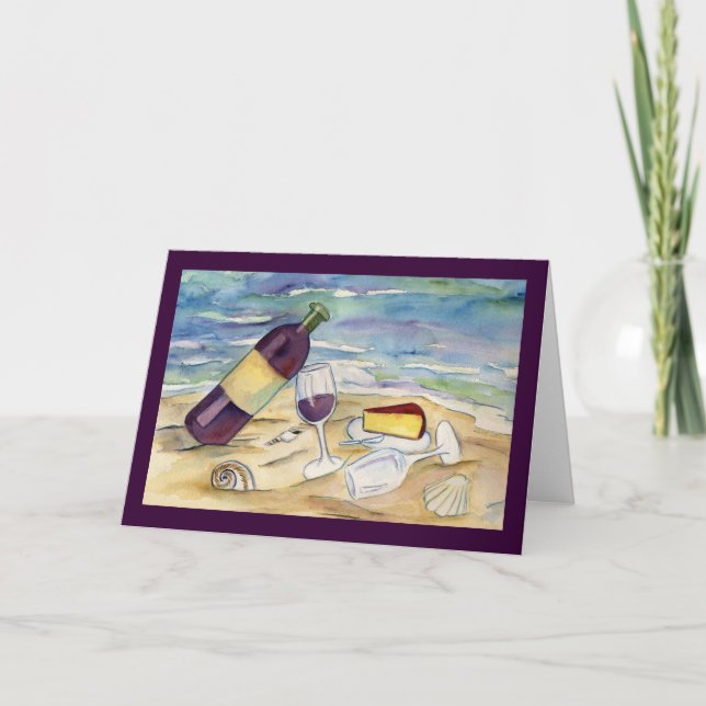 Red Wine Beach Party Note or Greeting Cards (Front)