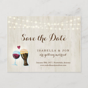 Red Wine & Beer Toast Save the Date Postcard