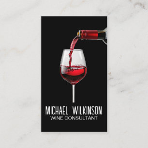 Red Wine Being Poured   Vino Business Card