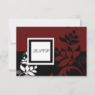 Red Wine Black White Wedding RSVP