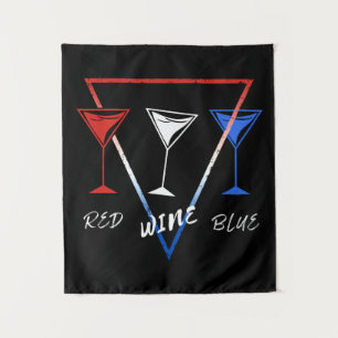 RED WINE BLUE 4TH OF JULY CELEBRATION DAY TAPESTRY
