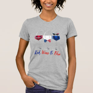 Red Wine Blue 4th of July Independence day  T-Shirt