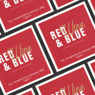 Red Wine & Blue 4th of July Party Paper Napkin