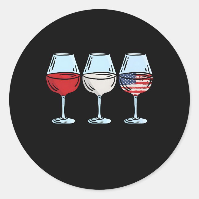 Red Wine Blue 4Th Of July Wine Red White Blue Wine Classic Round Sticker (Front)