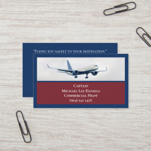 Red Wine Blue Commercial  Aeroplane Captain Pilot  Business Card