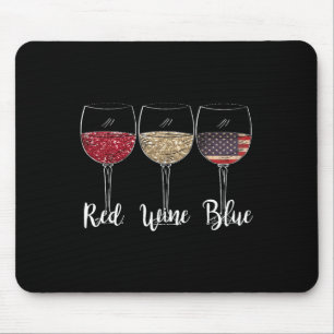 Red Wine Blue Wine Gles Usa Flag 4th Of July Patri Mouse Mat