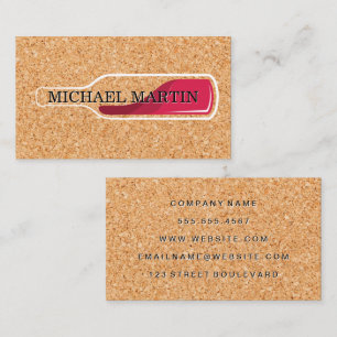 Red Wine Bottle   Cork Background Business Card