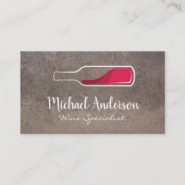 Red Wine Bottle on Side Business Card (Front)