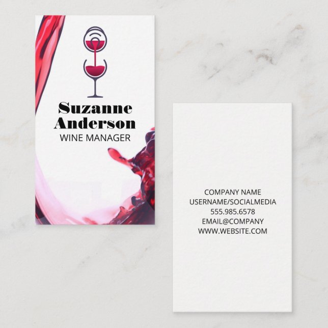 Red Wine Bottle Pour Business Card (Front/Back)
