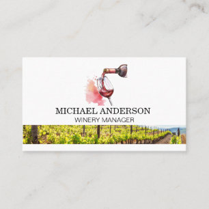 Red Wine Bottle Pour Winery Vineyard Business Card