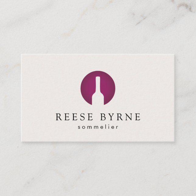 Red Wine Bottle Sommelier Logo Business Card (Front)