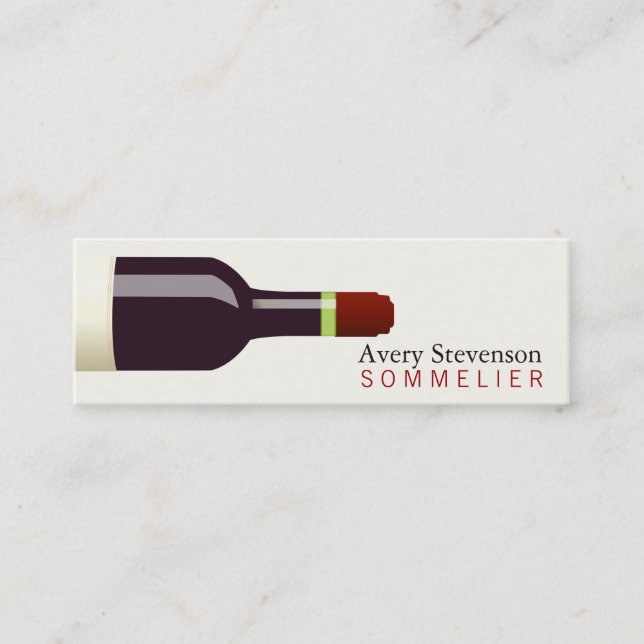 Red Wine Bottle Sommelier Mini Business Card (Front)