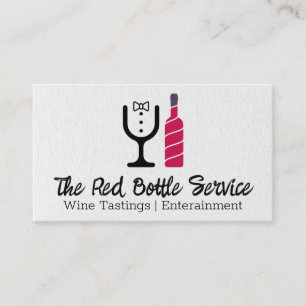 Red Wine Bottle   Tux Glass Logo Business Card