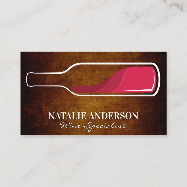 Red Wine Bottle | Winery Business Card (Front)