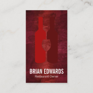 Red Wine Bottles and Class   Red Texture Business Card