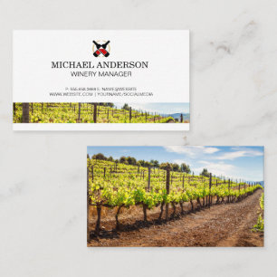 Red Wine Bottles   Vineyard Winery Field Business Card