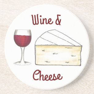 Red Wine & Brie Cheese Merlot Cabernet Glass Food Coaster
