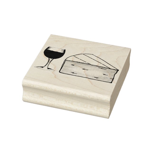 Red Wine & Brie Cheese Merlot Cabernet Glass Food Rubber Stamp (Stamp)