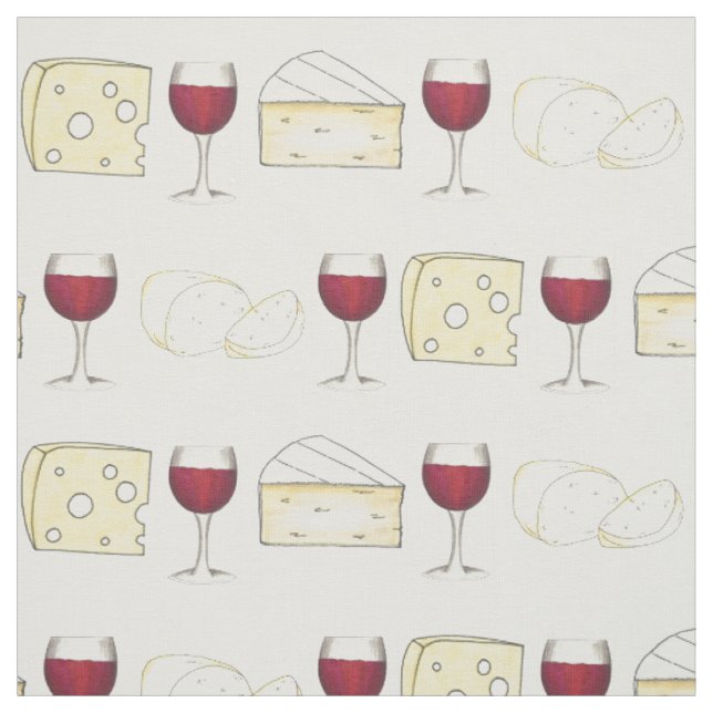 Red Wine Brie Swiss Mozzarella Cheese Tasting Fabric (Swatch)