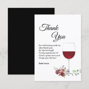 red wine, brown flowers thank you card