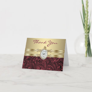 Red Wine Burgundy Gold Thank You Cards