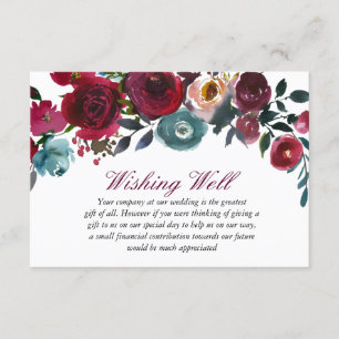 Red Wine Burgundy Wedding Wishing Well Enclosure Card