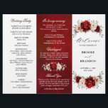 Red Wine Champagne Ivory Mauve Wedding Program<br><div class="desc">Elegant  Red,  Champagne ivory earthy floral theme wedding program featuring elegant bouquet of Burgundy,  champagne ivory colour roses peonies  and sage green eucalyptus leaves. Please contact me for any help in customisation or if you need any other product with this design.</div>