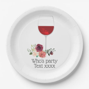 red wine cheers birthday Paper Plate
