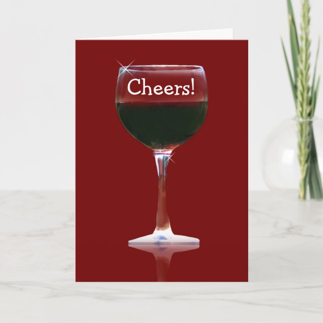 Red Wine Cheers Happy Birthday Card (Front)