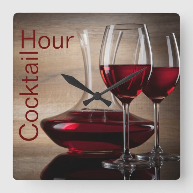 red wine cocktail wall clock (Front)