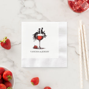 Red Wine Couple Napkin