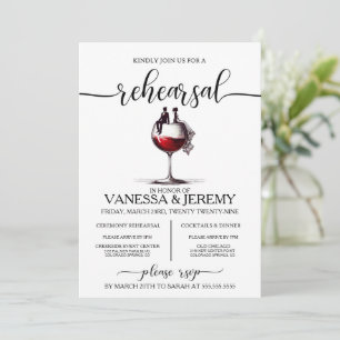 Red Wine Couple Rehearsal Dinner Invitation