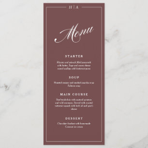 Red Wine Elegant Handwriting Wedding Dinner  Menu