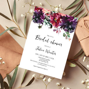 Red Wine Floral Bridal Shower Invitation