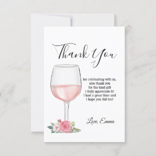 red wine, floral, thank you card