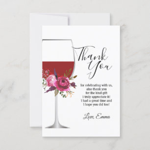 red wine, floral, thank you card