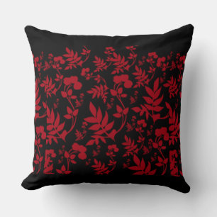Red Wine Floral Throw Design Cushion
