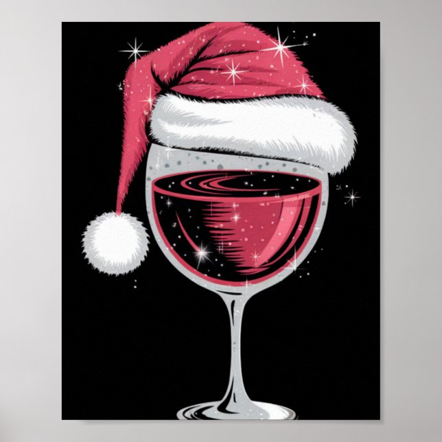 Red Wine Gl Christmas Funny Christmas Xmas  Poster (Front)