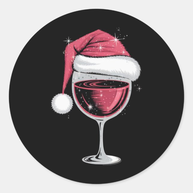 Red Wine Gl Christmas Funny Christmas Xmas T Shirt Classic Round Sticker (Front)