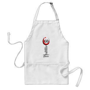 Red Wine Glass 60th Birthday Name Standard Apron