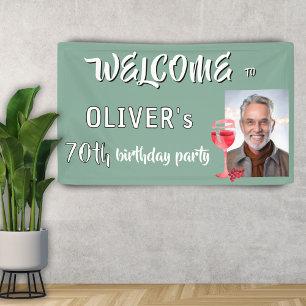 Red Wine Glass 70th Birthday Party Photo Banner