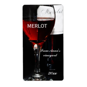 Red Wine glass and Merlot bottle