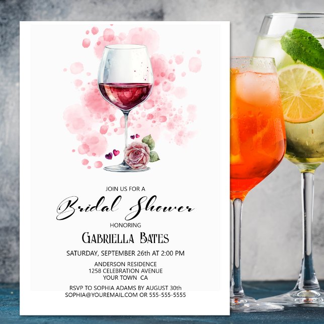 Red Wine Glass Bridal Shower Invitation (Creator Uploaded)