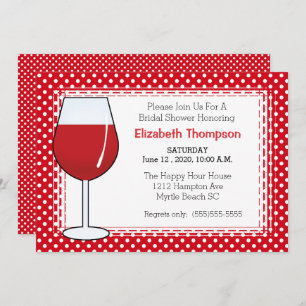 Red Wine Glass Bridal Shower Invitation