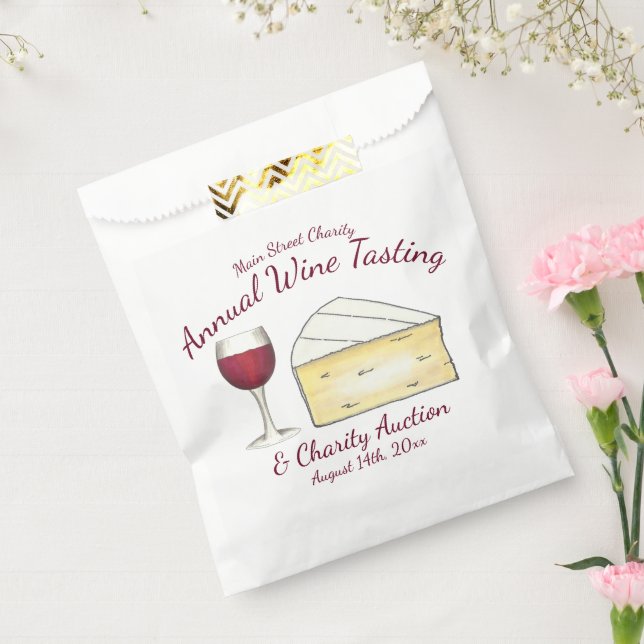 Red Wine Glass Brie Cheese Tasting Charity Event Favour Bags (Sealed)