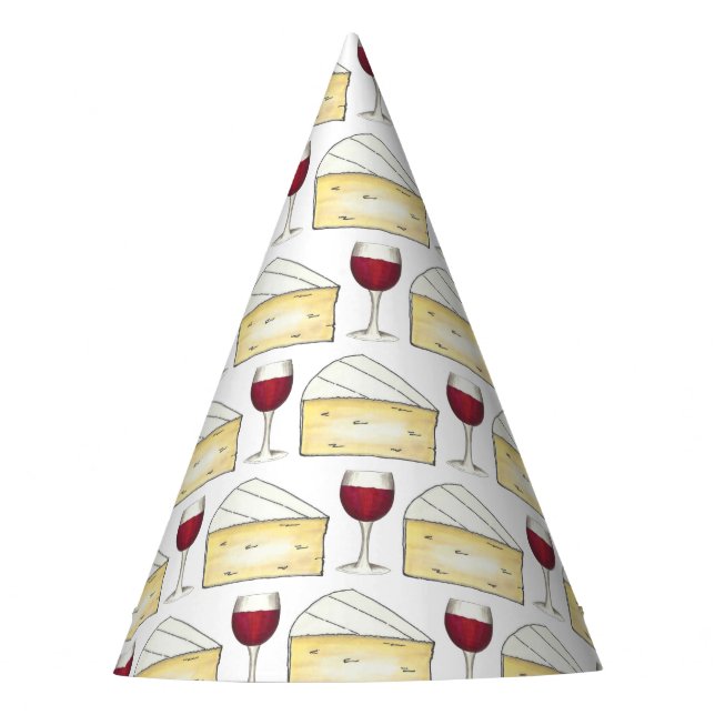 Red Wine Glass Brie Cheese Tasting Charity Event Party Hat (Front)